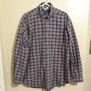 Ralph Lauren Blaire COTTON Blue Plaid Button Down Longsleeve Shirt XL